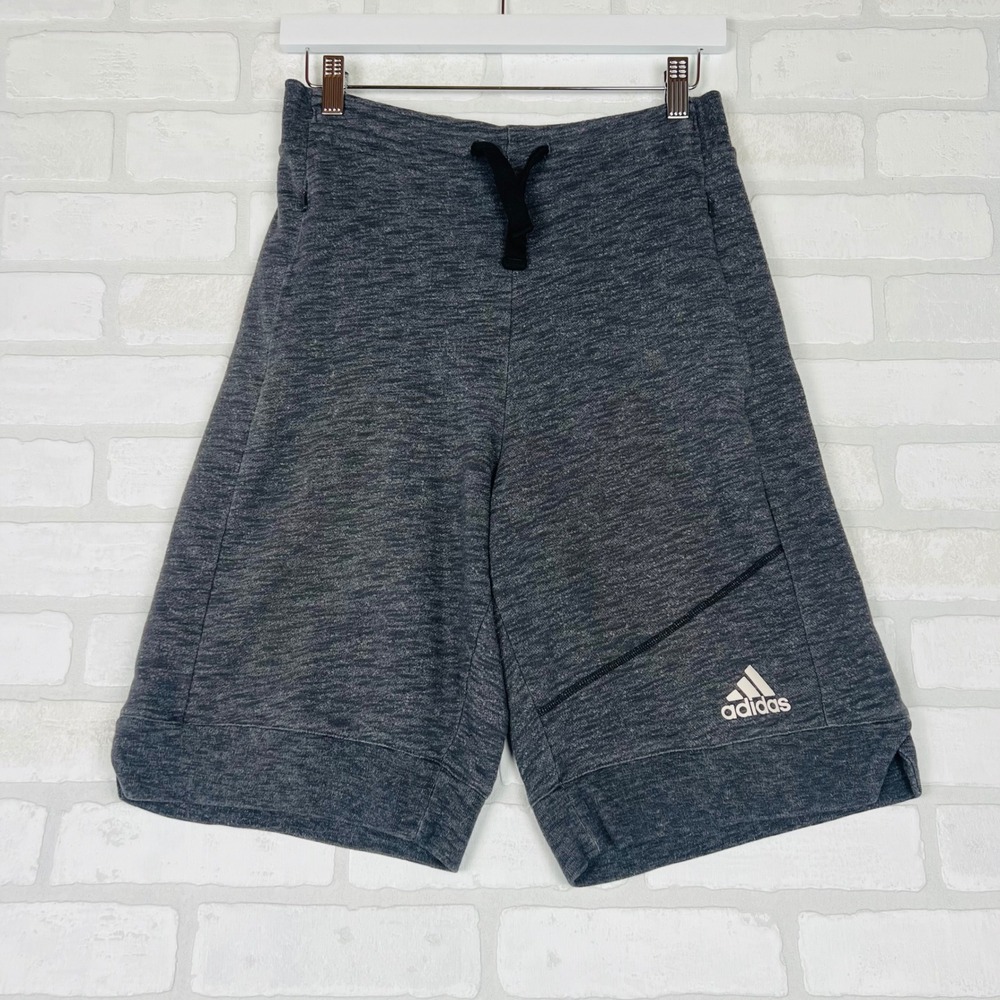 Adidas Mens Grey Marl Athletic Sweat Shorts Zipper Pockets Size Medium